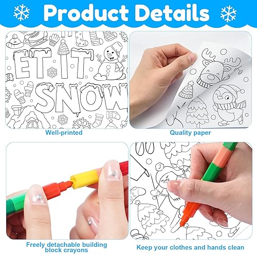 Miniatura 10 de Póster gigante para colorear de Acción de Gracias con 6 crayones apilables, juego de recuerdos de fiesta de Acción de Gracias de calabaza grande,