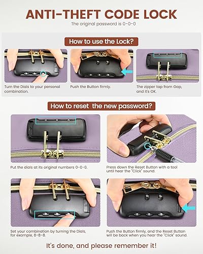 Miniatura 7 de LOVEVOOK - Mochila para computadora portátil con candado de seguridad para mujer mochila antirrobo de gran capacidad unisex de 17 pulgadas para