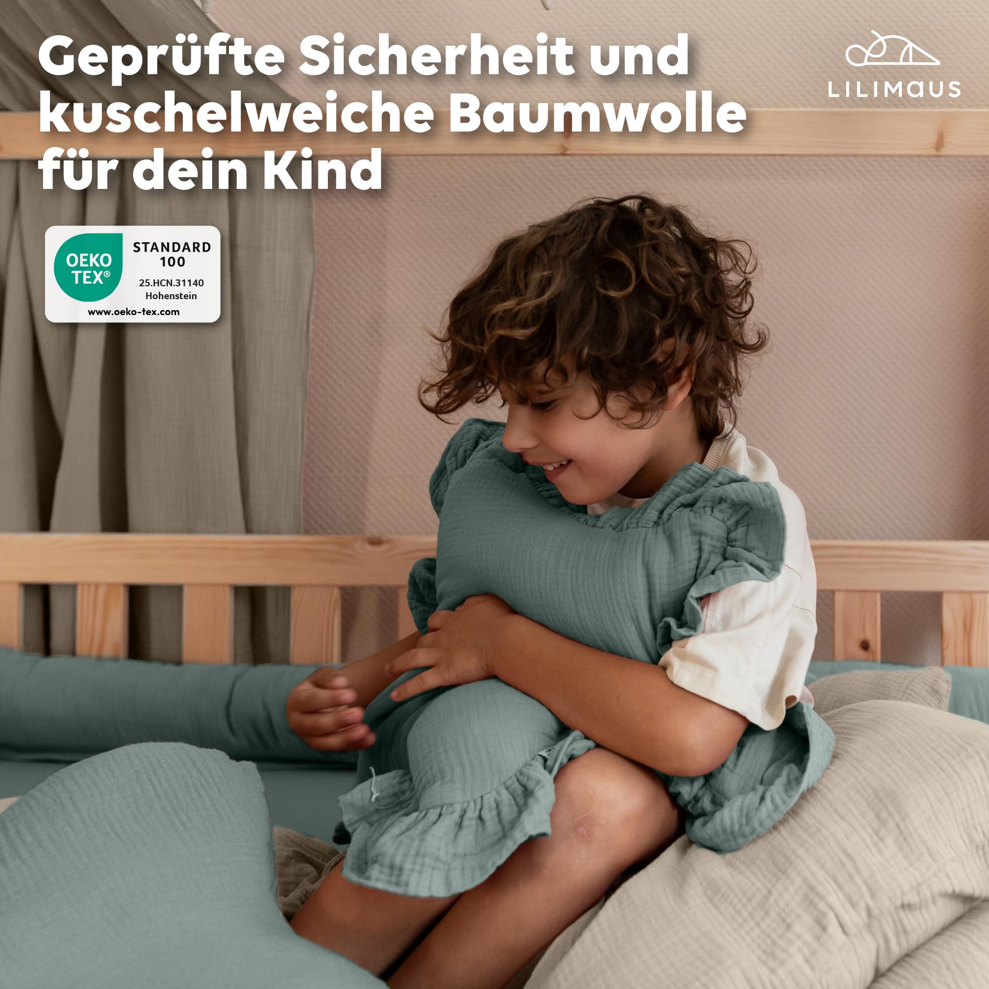 Dekokissen Kinderzimmer [Kuschel Kissen in Herz- & Sternform] - Kuschelkissen Kinder aus 100% Musselin-Baumwolle - handgenäht & weich in 12 Farben - Herzkissen Sternkissen Deko fürs Kinderbett