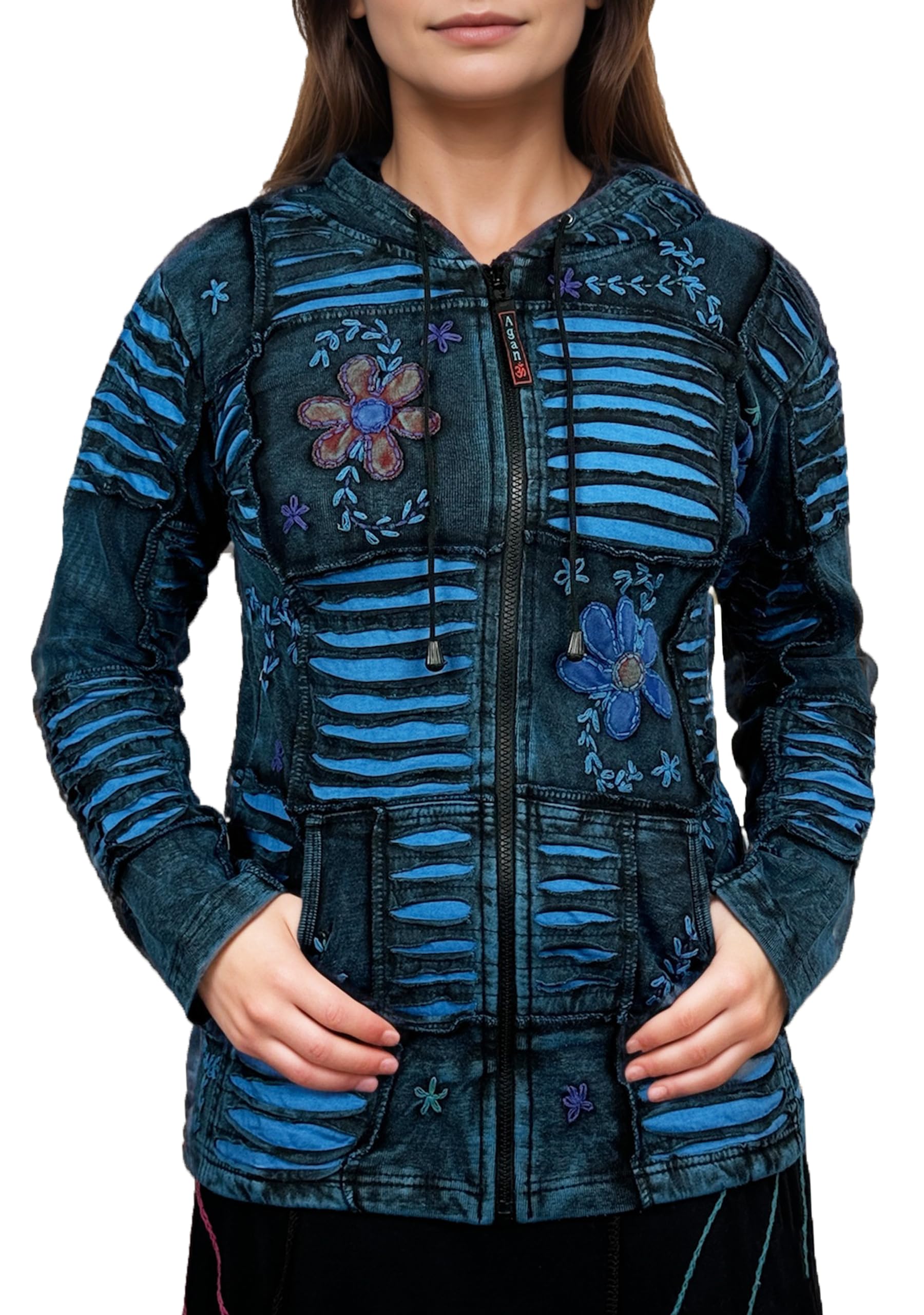 Agan Traders2025 Summer Tie-Dye Patch Embroidered Women's Hoodie Jacket - A Free-Spirited Fashion Women's Zip-Up Hoodie