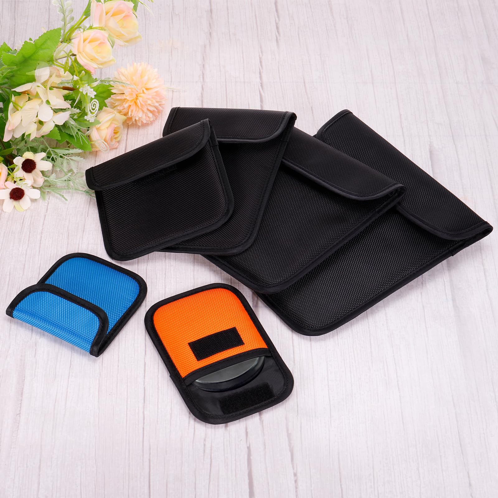 PATIKIL 58 mm Caméra Filtre Boîtier, 2 Paquet Pochette Imperméable Résistant à poussière Sac pour Photographie Filtre Stockage, Orange