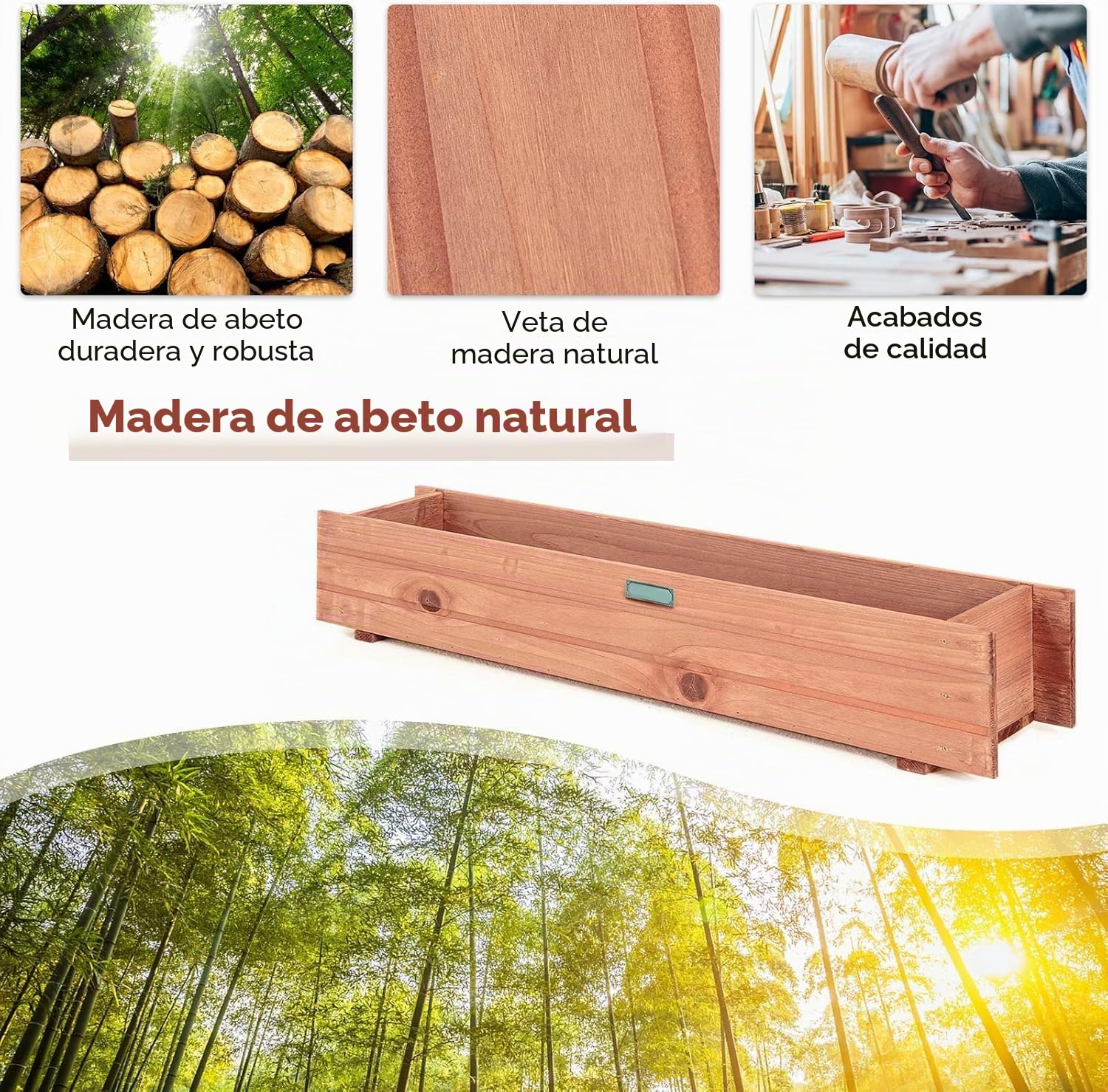 FANTASK Jardinera de Madera, bancal de jardín para Verduras, Frutas, Hierbas, jardineras para jardín, césped, terraza, balcón, marrón