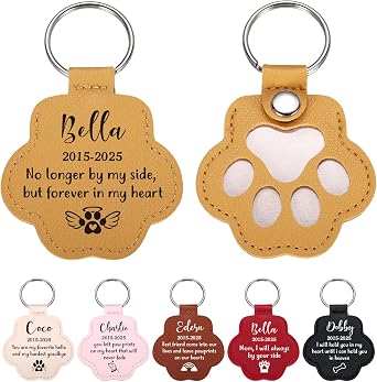 Personalized Pet Memorial Gifts For Dogs Cats,Custom Dog Fur Memorial Keychain With Name,Pet Hair Leather Keychain Keepsake,Loss Of Dog Sympathy Gift Bereavement Passing Away Gifts for Dogs Lovers