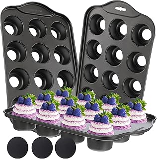 3-Pack Mini Cheesecake Pans Removable Bottom, 12-Cavity Mini Muffin Baki...