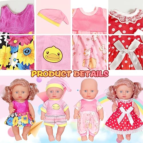 Miniatura 5 de ARTST Juego de 7 accesorios para muñecas, ropa de bebé, adecuada para muñecas de 8 a 10 pulgadas, incluye mesa y perchas