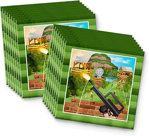 Miniatura 6 de Fort Nite Party Supplies - Battle Gamer Birthday - Decoraciones de fiesta de videojuegos de quincena  Juego de vajilla desechable incluye platos,