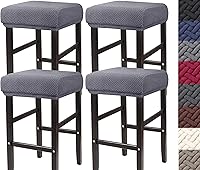 Vista 9 de HFCNMY Fundas de Taburete Rectangulares, Paquete de 4 Fundas Elásticas Rectangulares para Taburete de Bar Fundas de Taburete de Tocador Jacquard