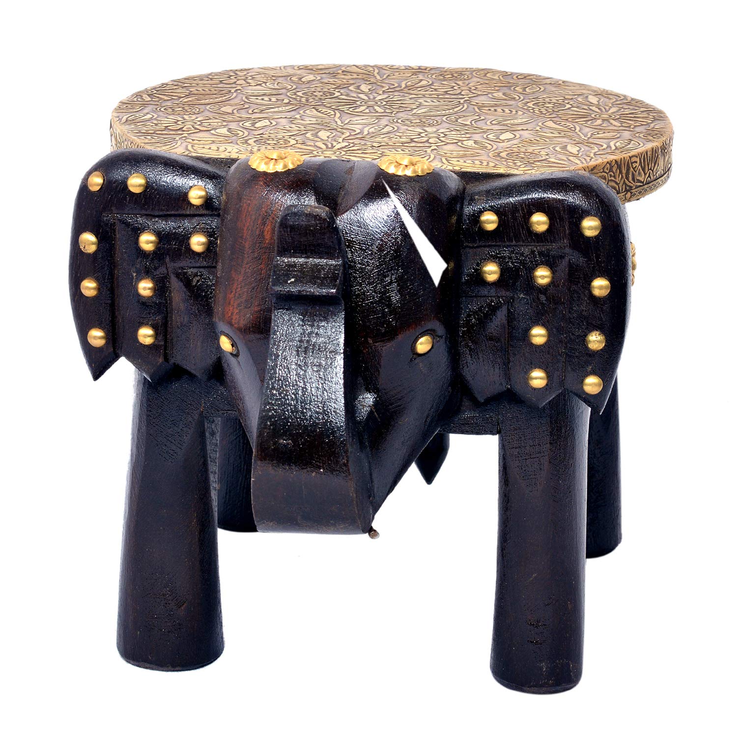 Eurasia Brass FTD Home Decor Wooden Stool Elephant Shape Decorative Baby Sitter Stool 8
