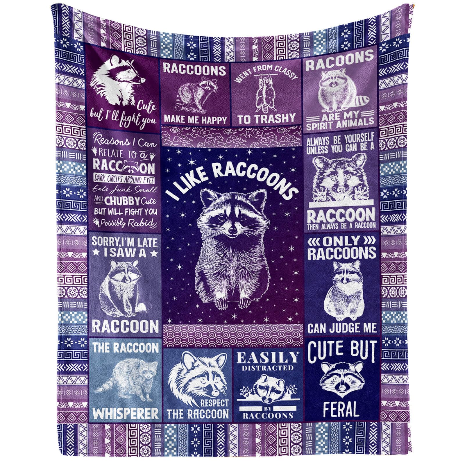 Homieblanket Raccoon Blanket for Women Men, Cute Raccoon Themed Design Printed Purple Throw Blankets for Teens Adults Lap, Chair Sofa, Warm Soft Cozy