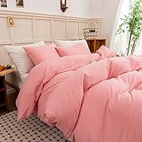 Vista 72 de ECOCOTT Juego de funda de edredón de 3 piezas, 100% algodón lavado, duradero, suave y cómodo, con cierre de cremallera, sin edredón, tamaño King