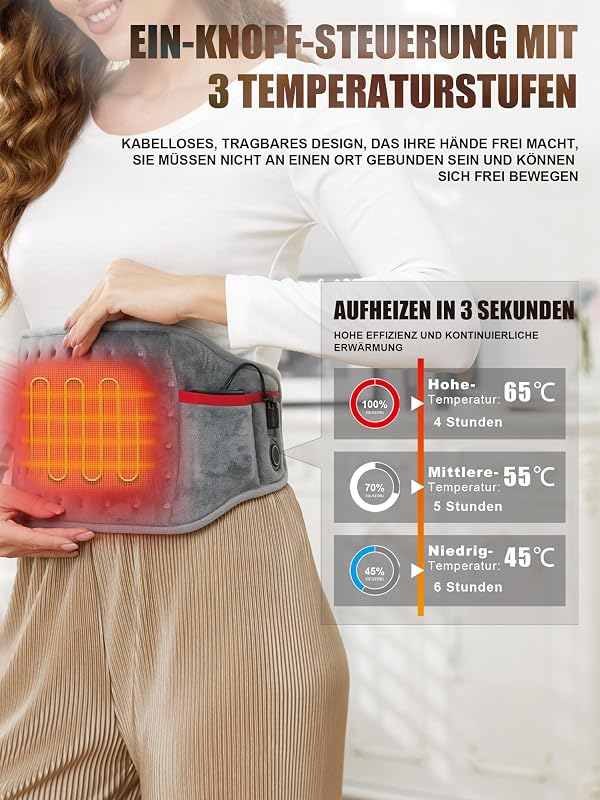 Kintiwe Vezeték Nélküli Fűtőpánt 10000 mAh Akkumulátorral 3 Hőfokozattal