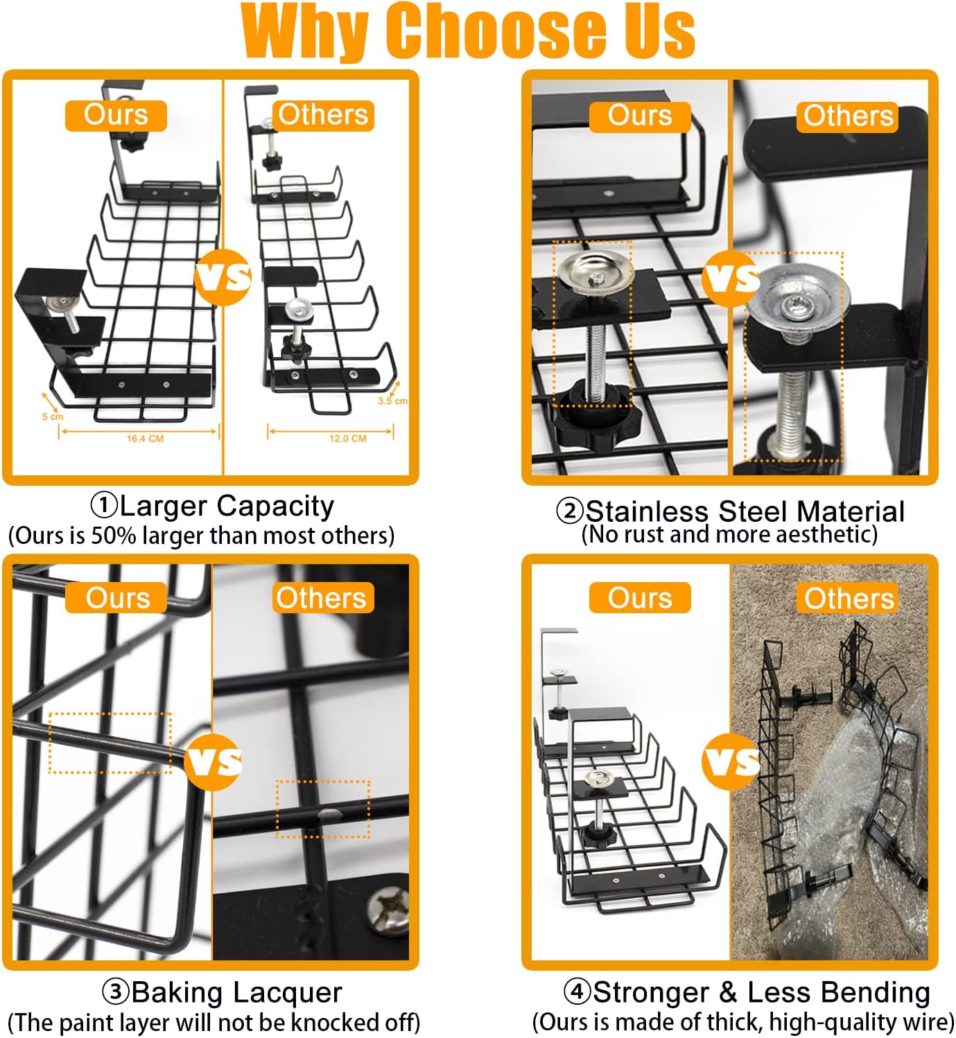 MoMoSun No Drill Under Desk Cable Management Tray,Desk Wire Management Organizer for Wire Management Tray, Cord Management Rack, Channel Raceway for Office, Home, L15.8X W6.5X H7.5in (2 Pack) : Electronics