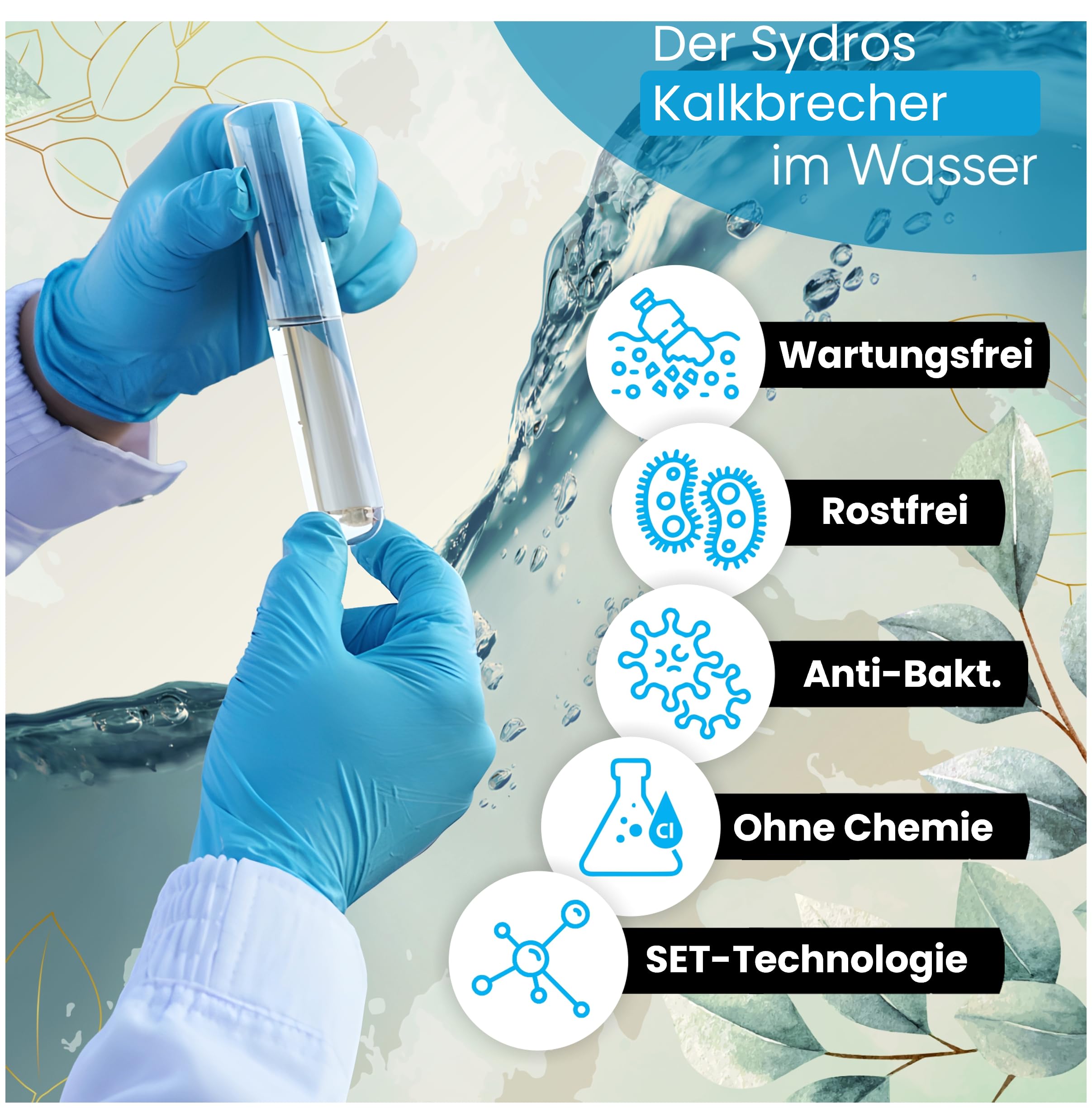 SYDROS Kalkschutzfilter für die Küche ½ Zoll aus Edelstahl reduziert Kalkablagerungen bis zu 90 Prozent ohne Salz oder Chemie für Küche, Spüle, wartungsfrei einfach montierbar inkl. Adapterset