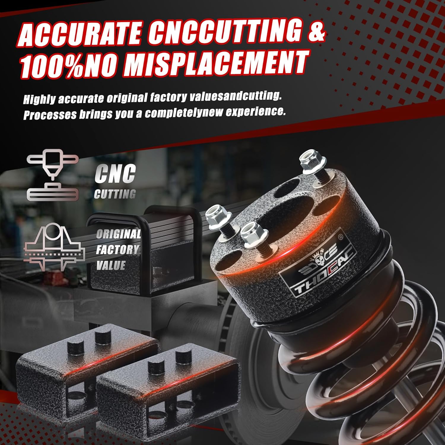 3" Front + 2" Rear Full Leveling Lift kit Compatible with 2007-2024 Silverado 1500 Sierra 1500 2WD/4WD, 3"+2" Suspension Strut Spacers