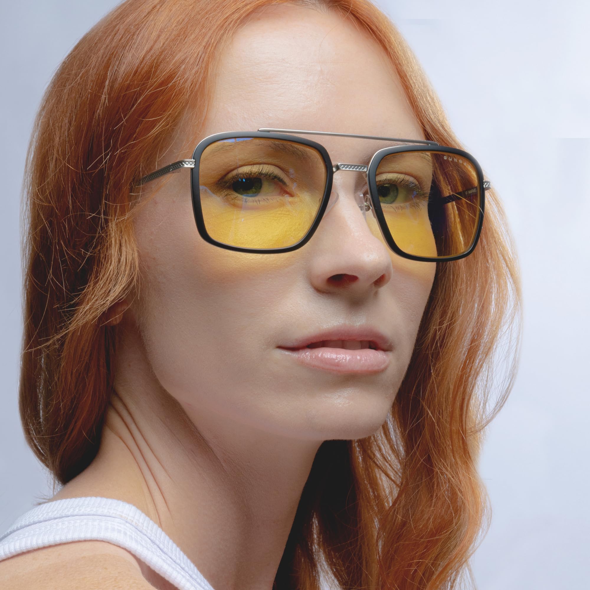 Gunnar Gafas de sol para juegos y computadora | Edición Barron | Marco de acero inoxidable | Lente patentada | Reduce la fatiga ocular y la sequedad