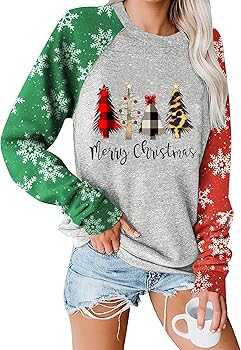 Chulianyouhuo Merry Christmas Shirts for Women Cute Christmas Sweatshirt Xmas Snowflake Print Long Sleeve Holiday Tops