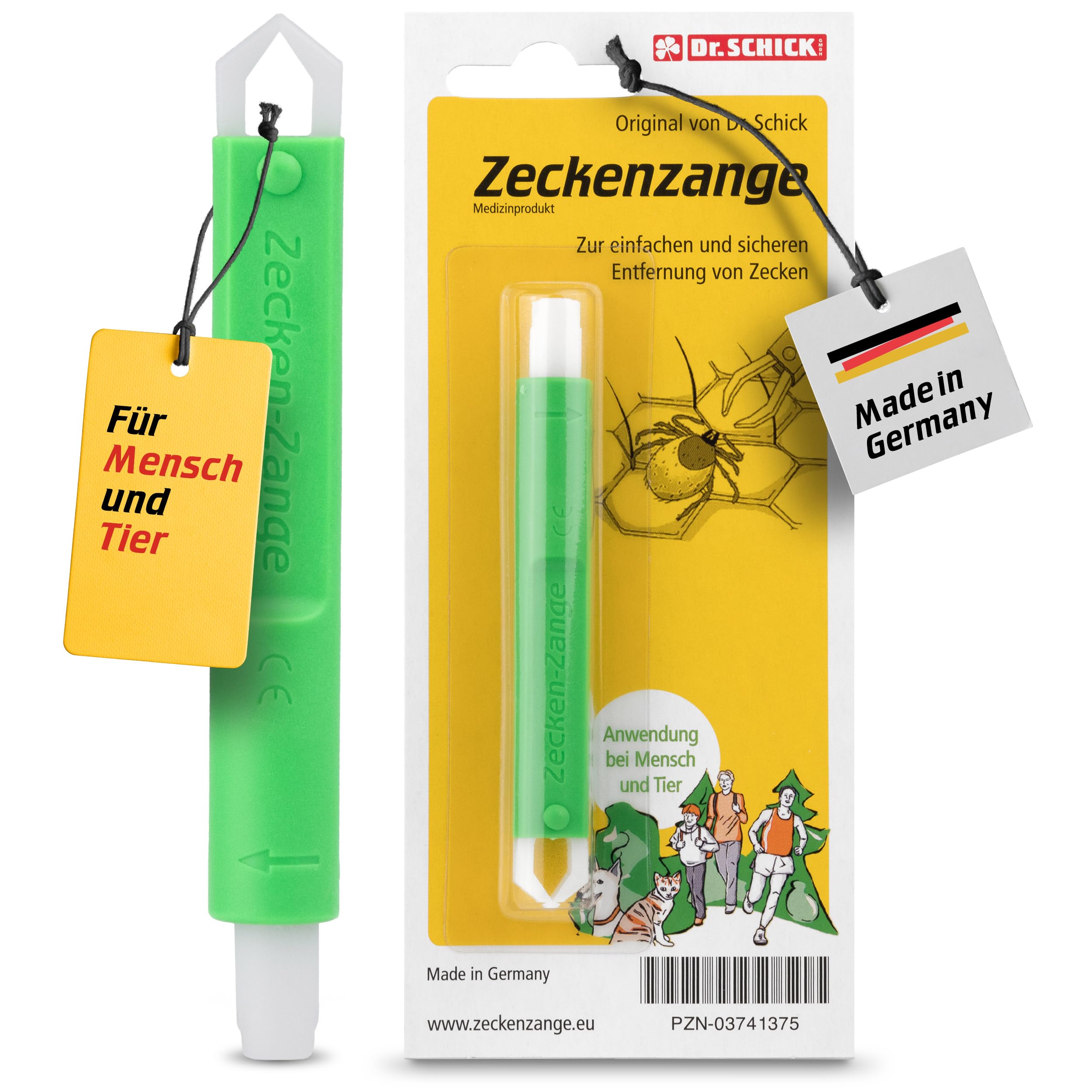 Dr. Schick Zeckenzange für Mensch und Tier - Zeckengreifer mit smartem Druckknopf - zuverlässiger Zeckenschutz zur einfachen und sicheren Entfernung von Zecken