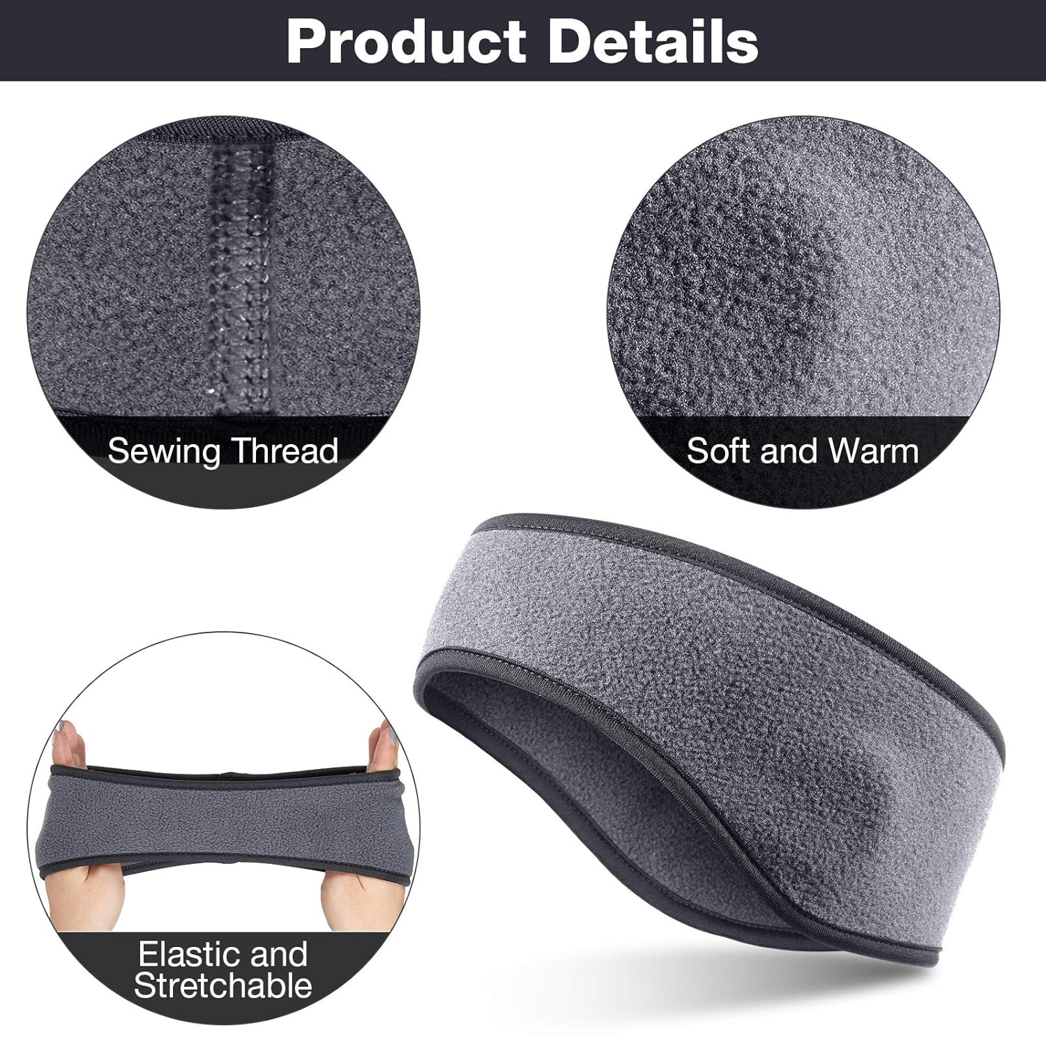 Syhood 6 Pieces Kids Winter Ear Warmer Headbands Warm Fleece Ear Muff Headbands for Children Outside Sports, 4-12 Years - Image 3