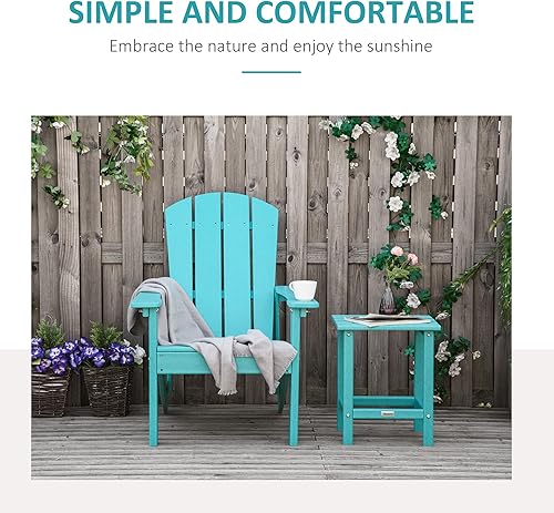 Miniatura 4 de Outsunny Adirondack - Silla para hoguera de polietileno de alta densidad, resistente a la intemperie, para patio, jardín, césped, turquesa