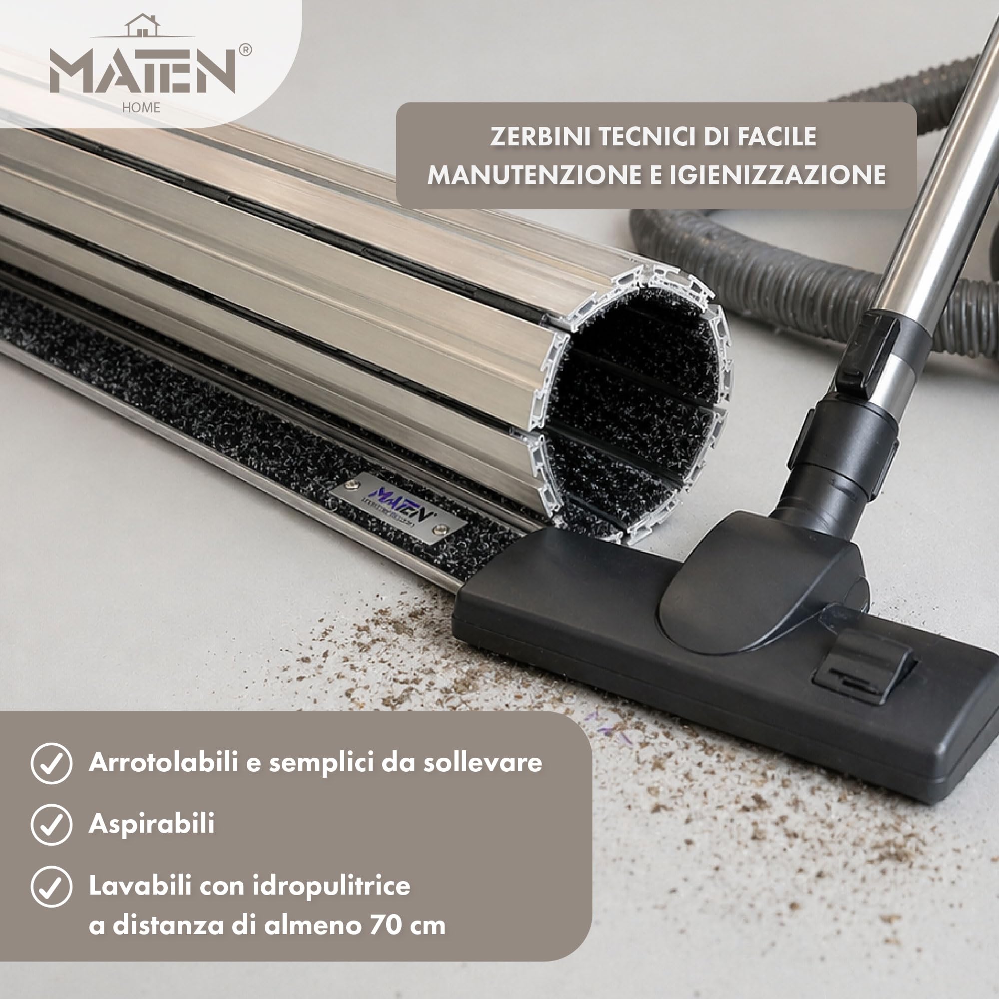MATEN Zerbino da Esterno e Interno in feltro Velluto Igienizzante, 60x40x1,2 cm, Soluzione Professionale per Alto Traffico, Made in Italy