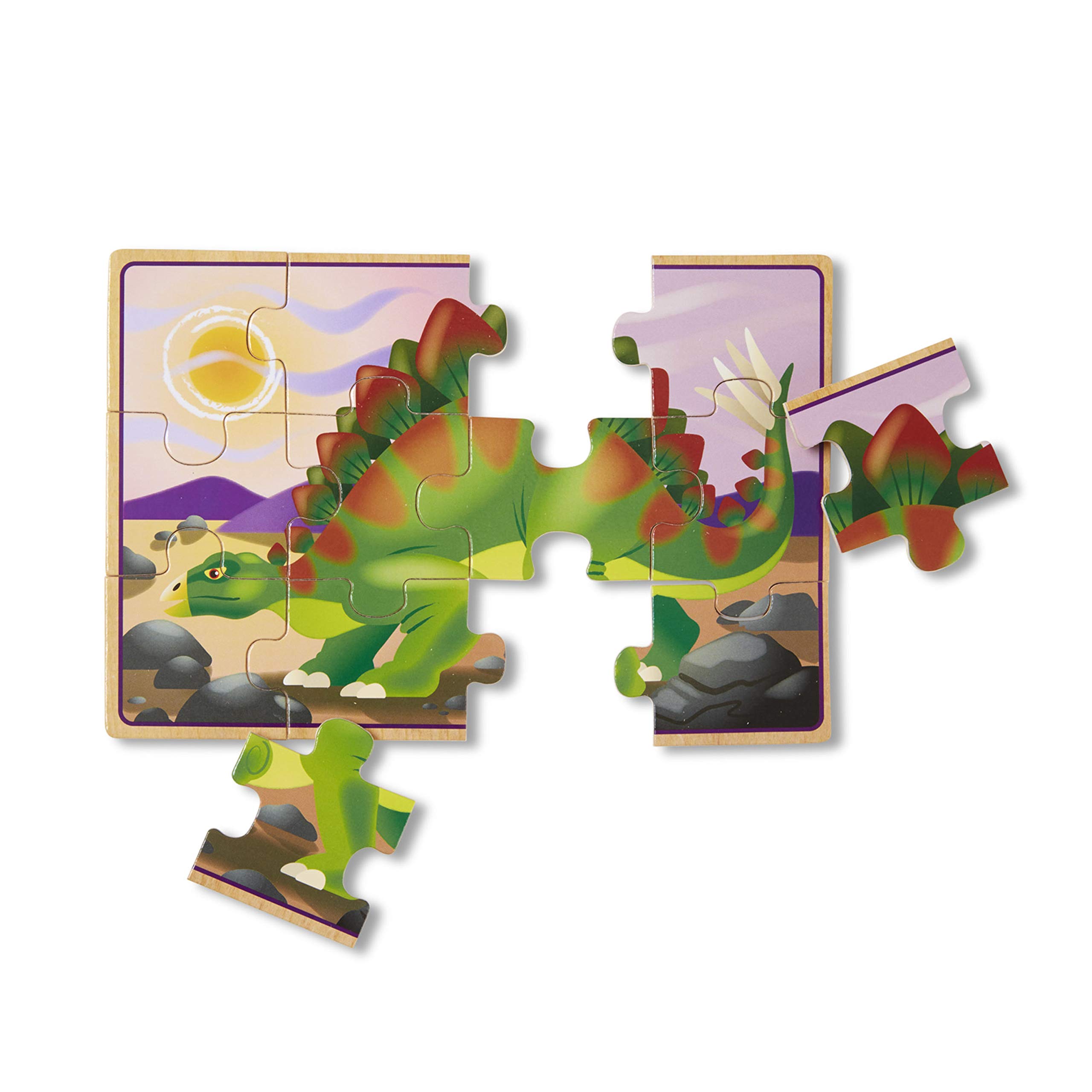 Melissa & Doug Dinosaurs 4in1 Wooden Jigsaw Puzzles in a Storage Box