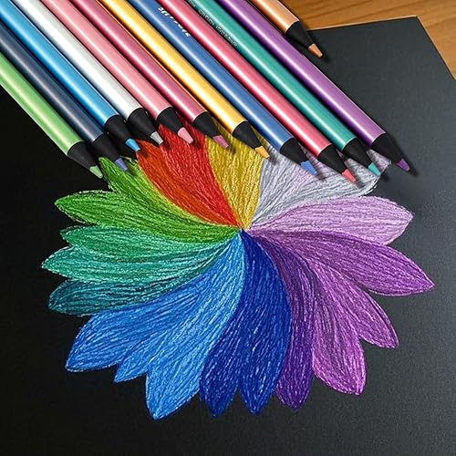 Miniatura 8 de ofone Metallic Colored Pencils, 12Pcs Professional Coloring Pencils for Adult Kids, Drawing Pencil Set Art Supplies for Artists Beginners Sketching