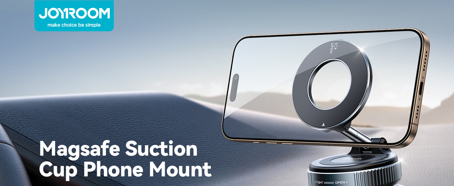 JOYROOM Magsafe Suction Cup Phone Mount, Vacuum Magnetic Phone Holder For Car, 360° Metal Strut