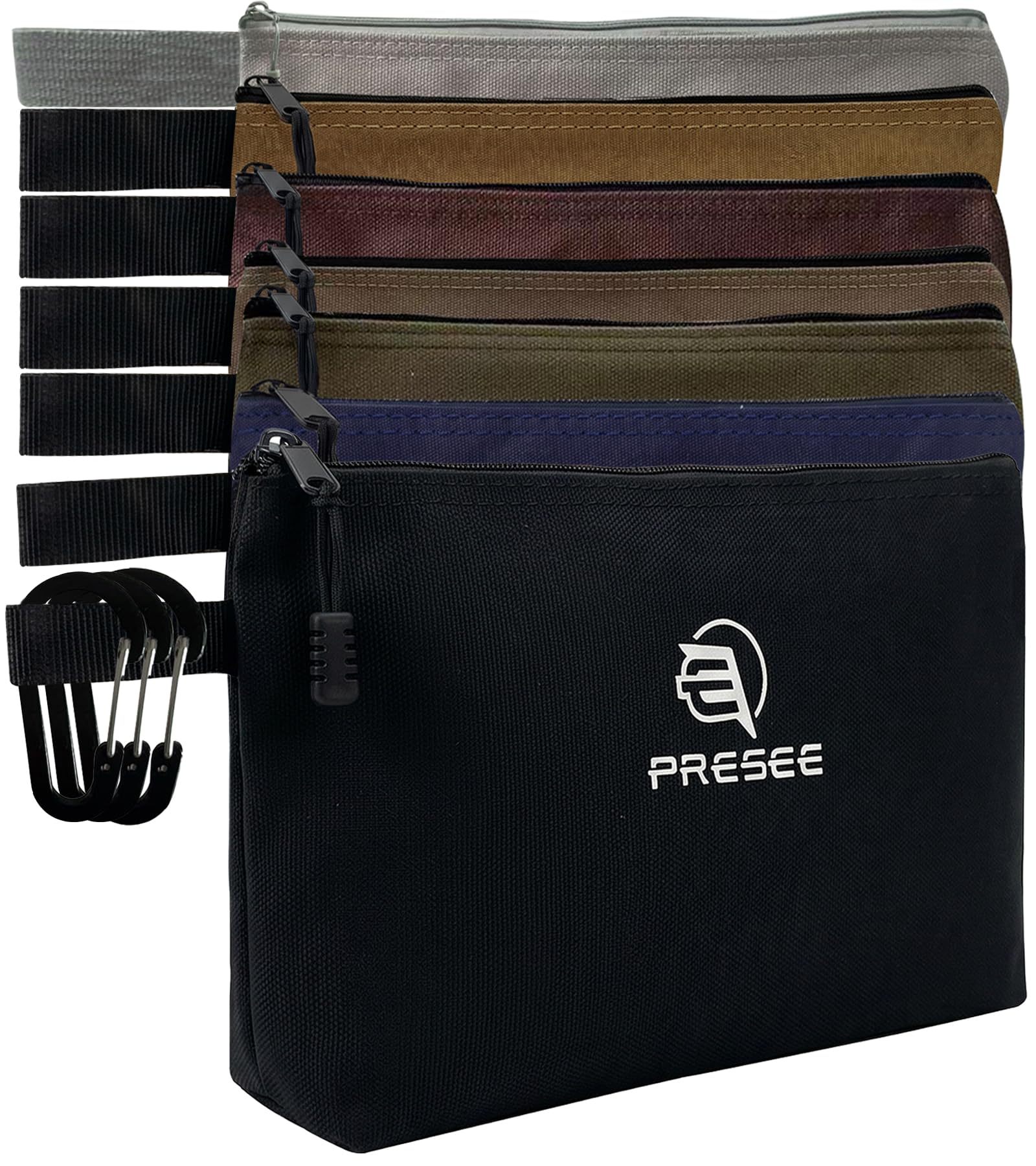 PRESEE 7-Pack Tool Pouch, Heavy Duty Multi-Purpose Zipper Bag, 7 Colors โ image 1