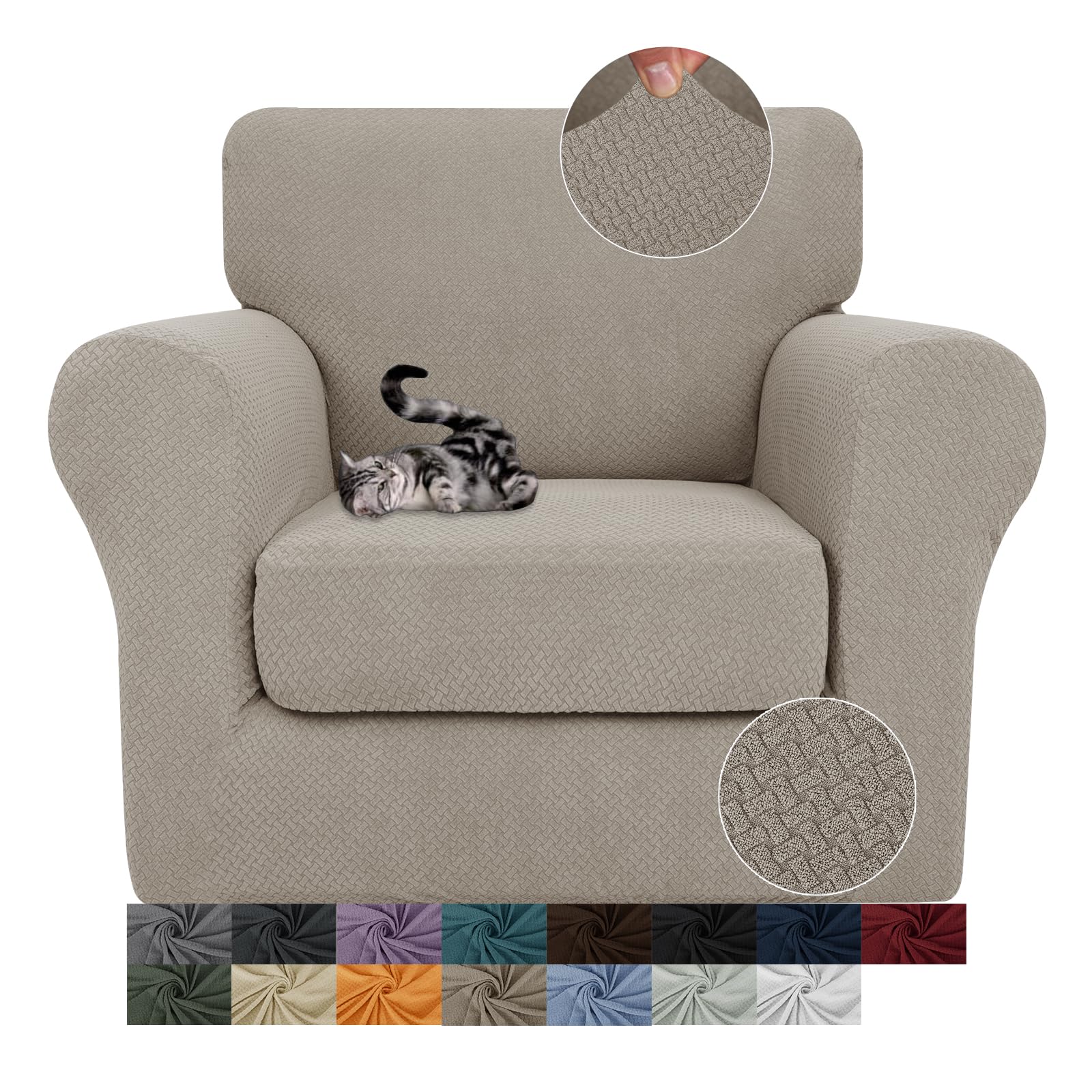 JIVINER Newest 2 Pieces Armchair Covers for Living Room