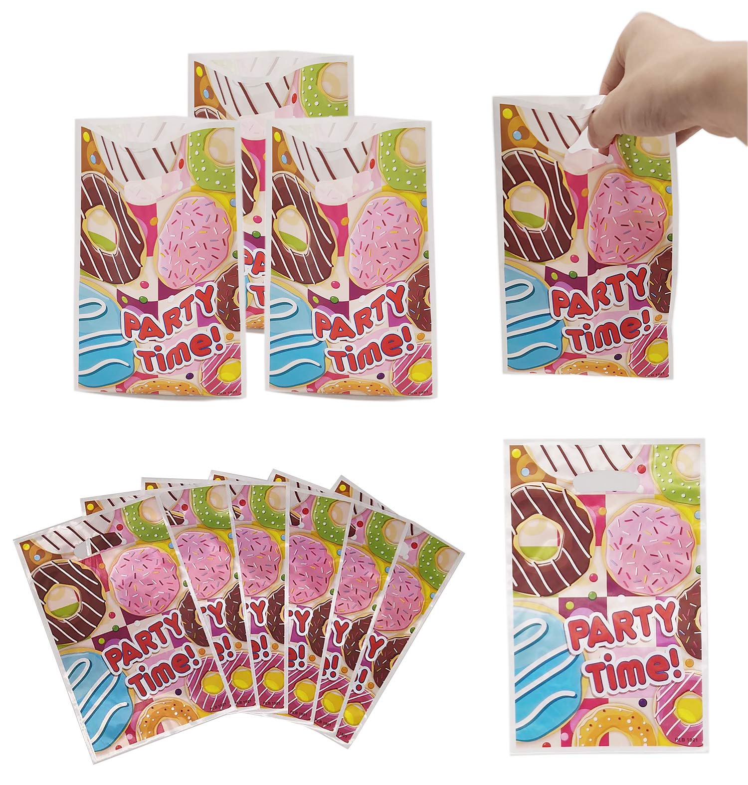 30 Packs Donut Party Gift Bags Birthday Party Bags for Kid's Donut Themed Party Decorations,Donut Time Birthday Party Supplies Favors and Baby Shower