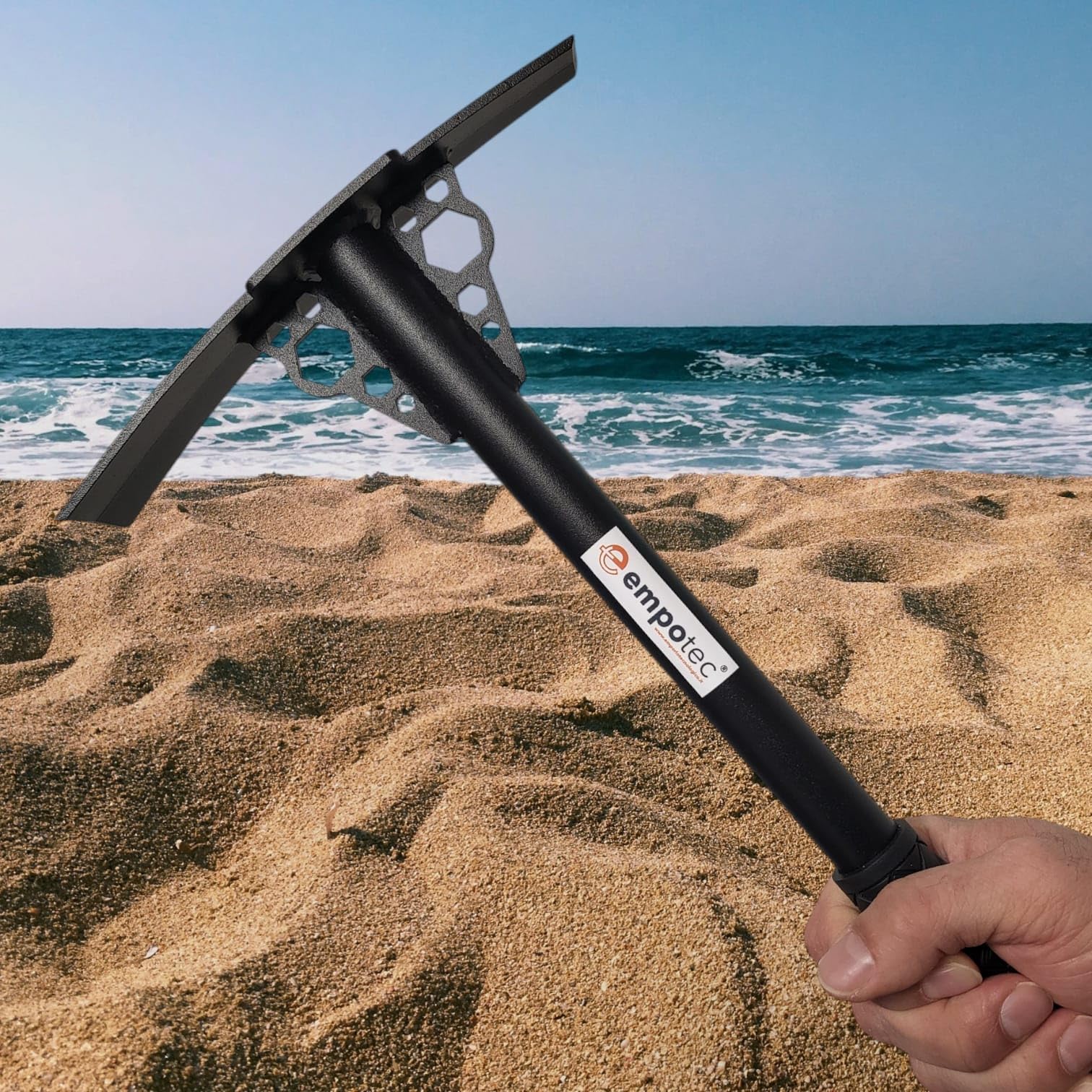 Piccozza da Scavo Empotec in Acciaio Zappa Piccone Martellina Pala Metal Detector Campi Pietre Campeggio Giardino Leggero Robusto Resistente Terreno Spiaggia Fiumi Impugnatura Gomma Ottima Presa Top