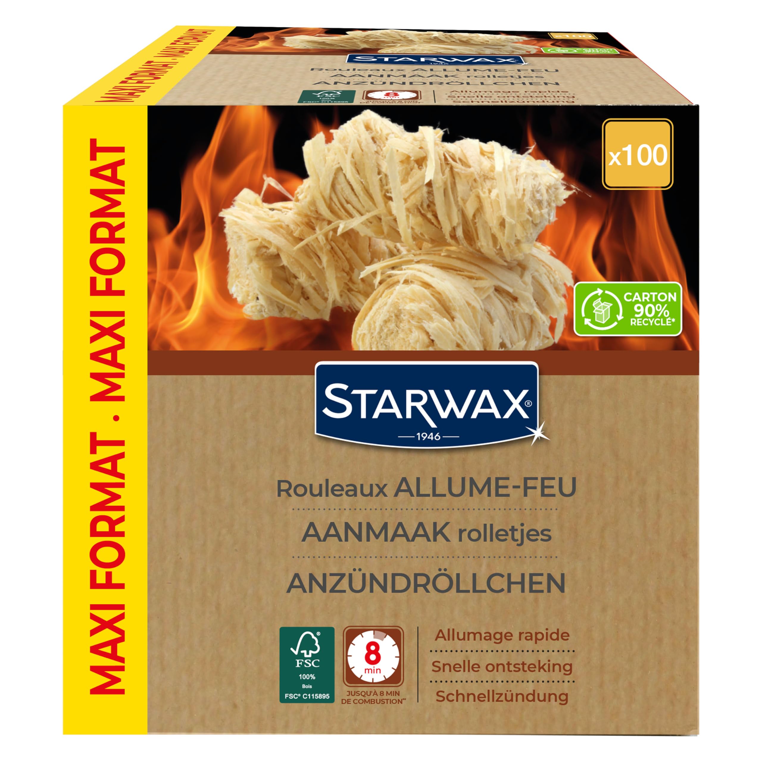 STARWAX - Anzündwolle - Saubere und geruchsfreie Schnellzündung - Verdirbt Nicht den Geschmack von Lebensmitteln - Bis zu 8min Verbrennung - FSC® - BBQ & Kamin - 100er Pack