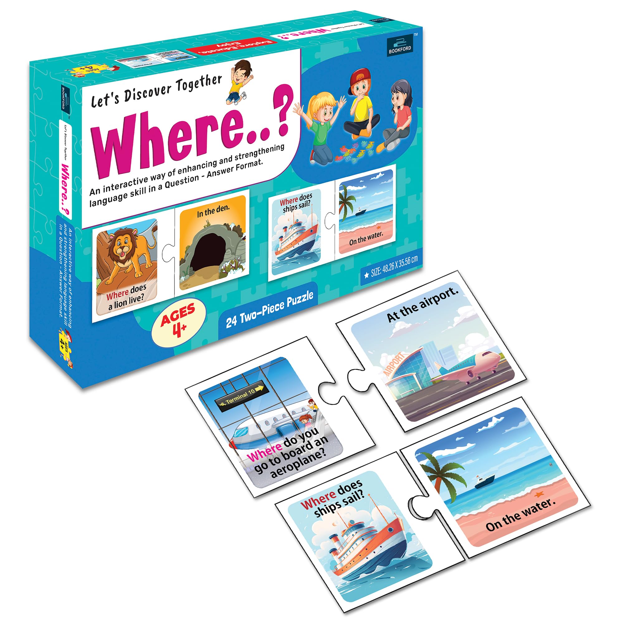 BOOKFORD Let’s Discover Together Where Pair Matching Jigsaw Puzzle, 48 Pieces (24 Pairs) | Daily Objects | Self-Connecting 2-Piece Cards | Educational Puzzle for Kids Ages 4+ - Image 6 thumbnail