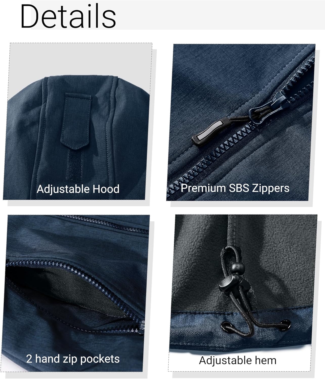 Outdoor Ventures Women's Softshell Jacket with Removable Hood, Insulated Windbreaker Waterproof Warm Fleece Lined Coat - Image 5