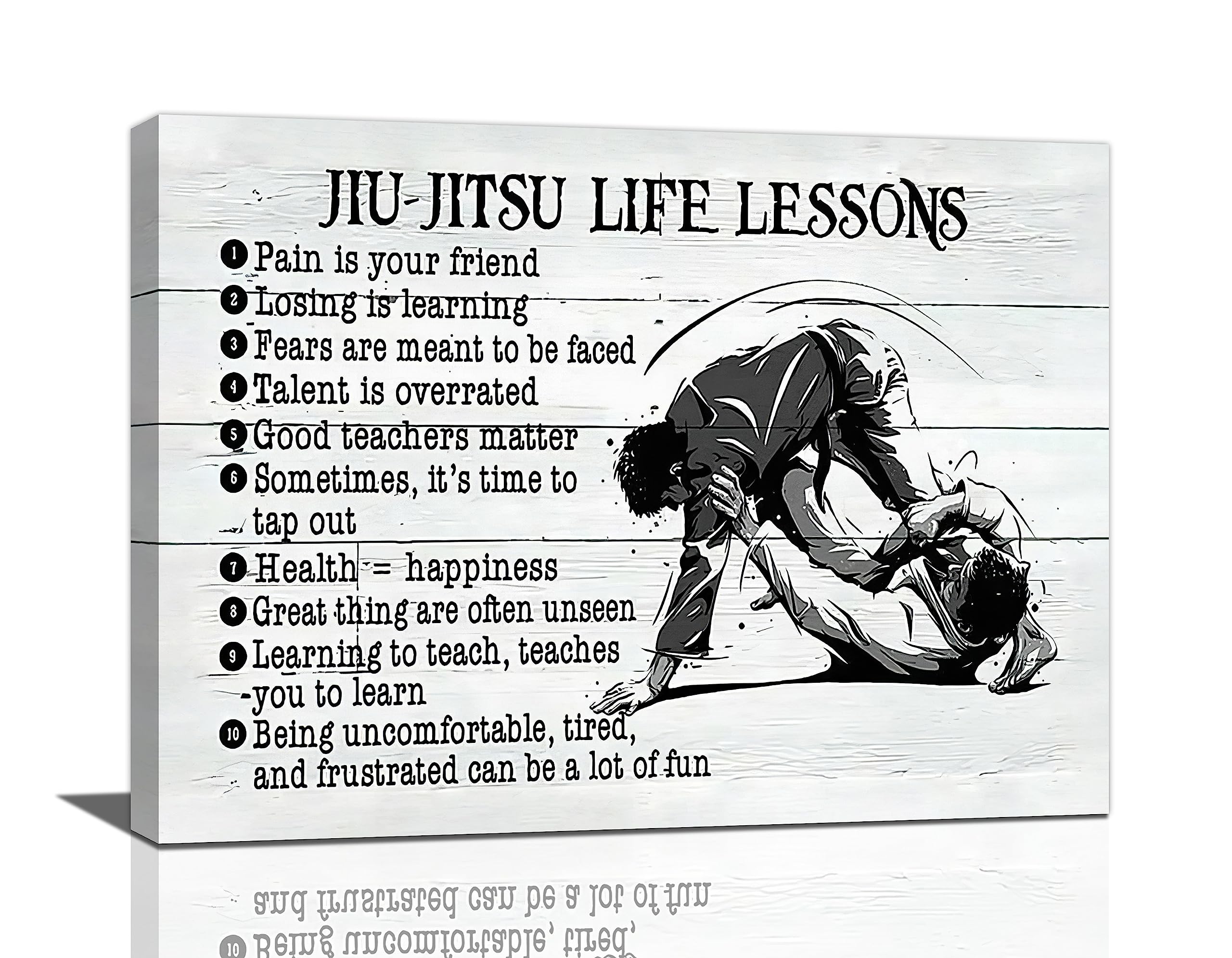 wsradtoJiu-Jitsu Canvas Wall Art Jujitsu Life Lessons Pictures Wall Decor Judo Education Guide Decoration Positive Prints Painting Framed Artwork for Hall Club School Home Office 16"x12"