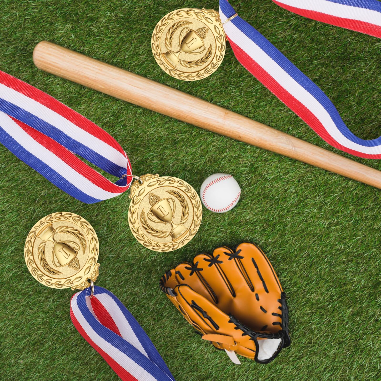 Hianjoo 12 sztuk złotych medali z kołnierzami, medal dla dzieci do meczu piłki nożnej, medale zwycięzców sportu, klubu piłkarskiego, metalowe medale (wersja pochodnia)