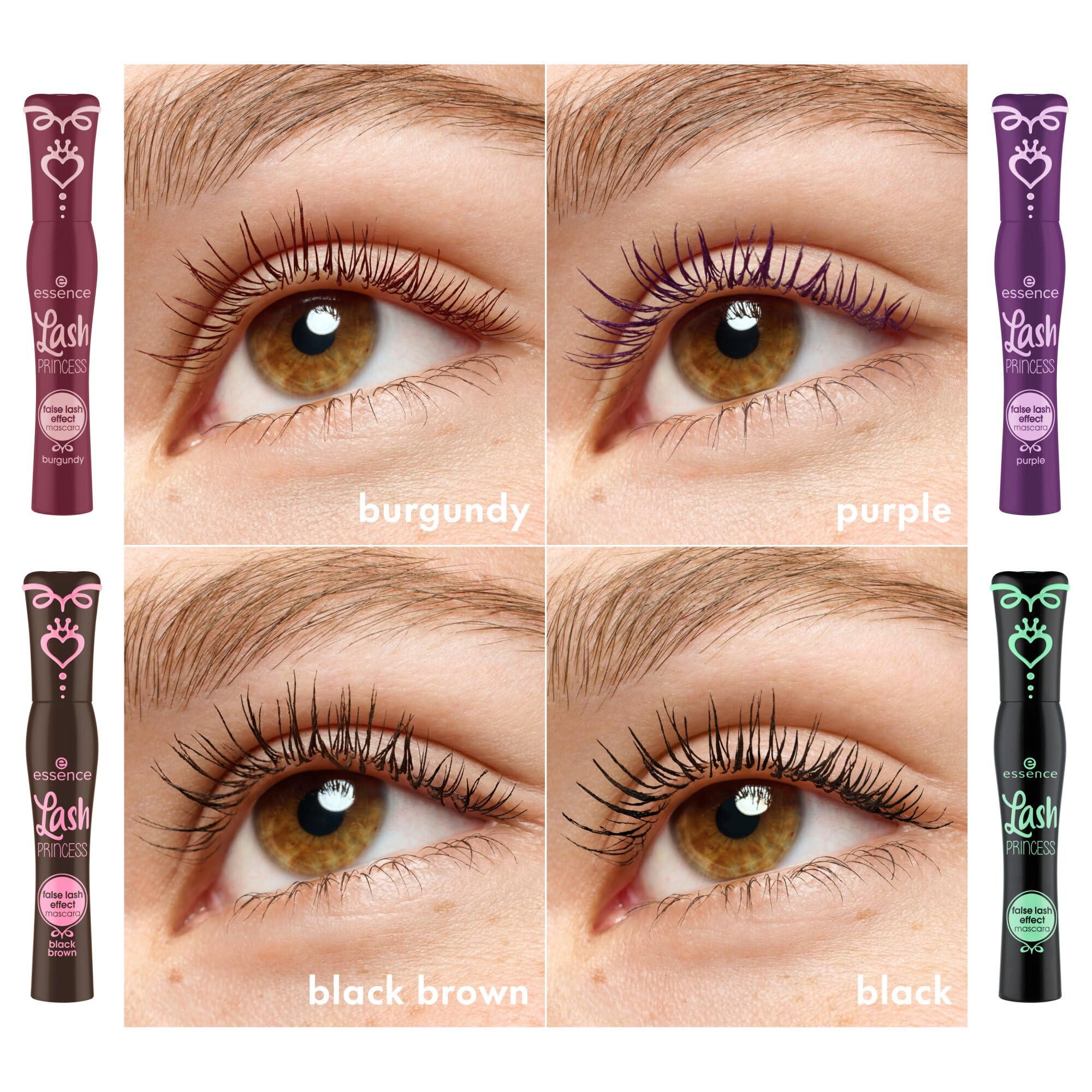 essence Lash PRINCESS false lash effect mascara marrone scuro, volumizzante, effetto ciglia finte, definizione, allungamento (12ml)