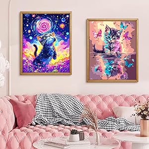Yunnuo Starry Night Cat Paint by Numbers Kit for Adults Beginner,Paint by Numbers Animals,DIY Adult Paint by Numbers on Canvas for Home Decor & Gift (16x20 inch/40x50cm)