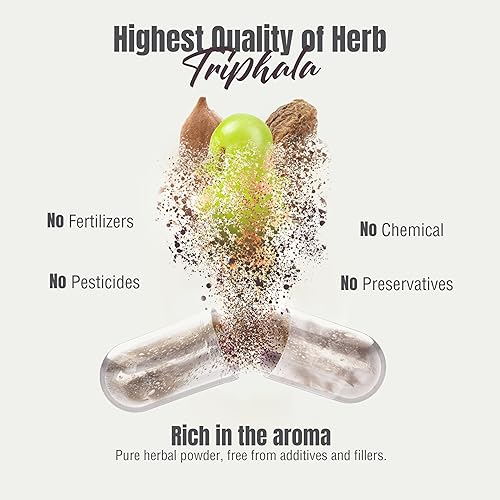 Miniatura 6 de Triphala Cápsulas Extracto Ratio (81) 40% Amla, Haritaki & Bibhitaki para desintoxicación, limpieza y rejuvenecimiento diarios* 60 cápsulas vegetales