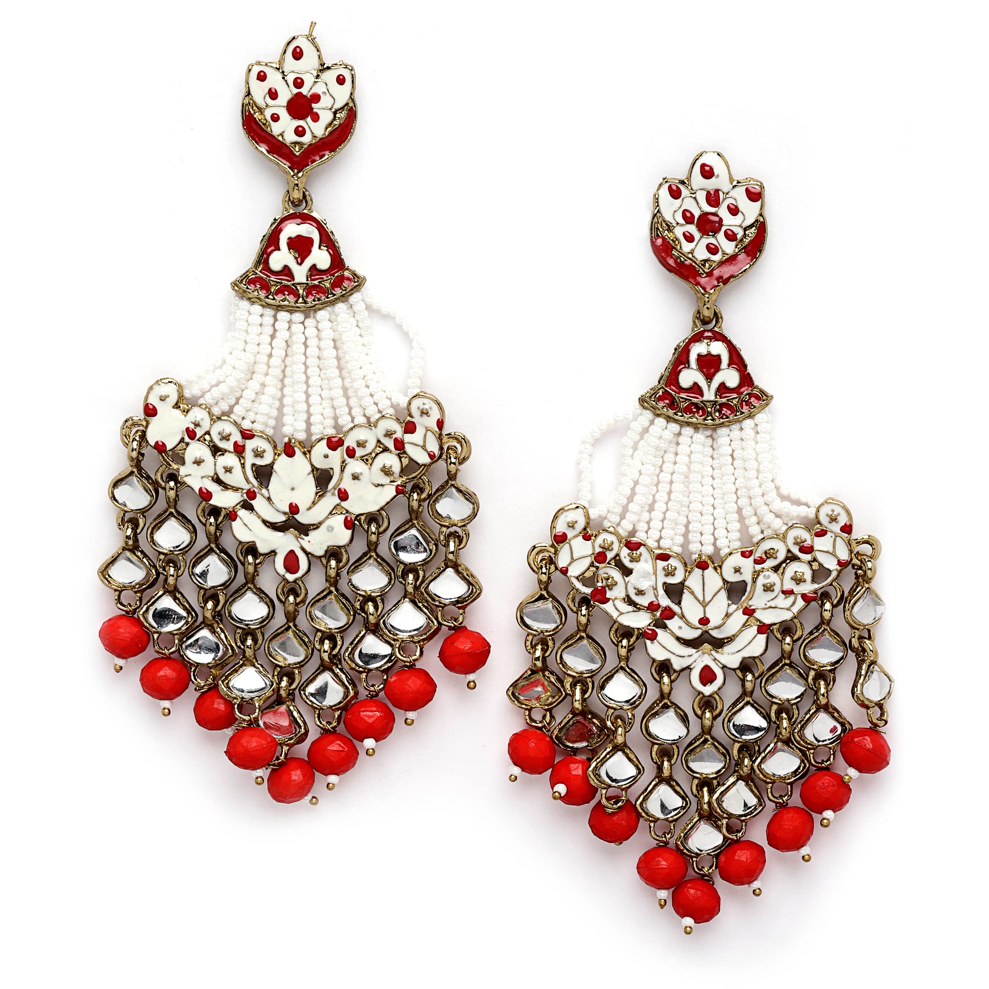 Shining Diva Fashion Latest Stylish Traditional Kundan Earrings for Women and Girls (13922er)(Red) (B0BTHRXPLF) Amazon Price History, Amazon Price Tracker