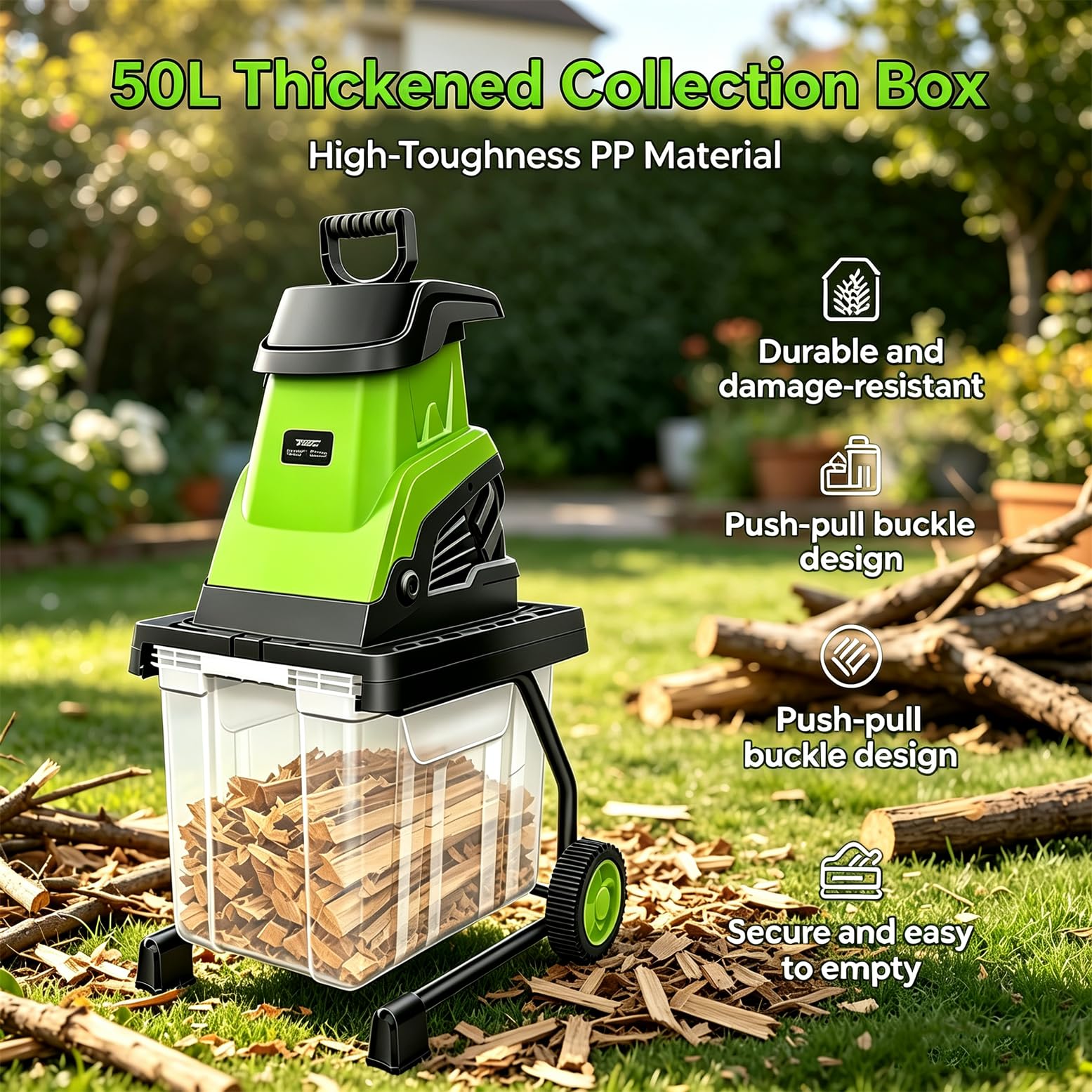 Broyeur De Branches électrique avec Capacité De Coupe 45Mm