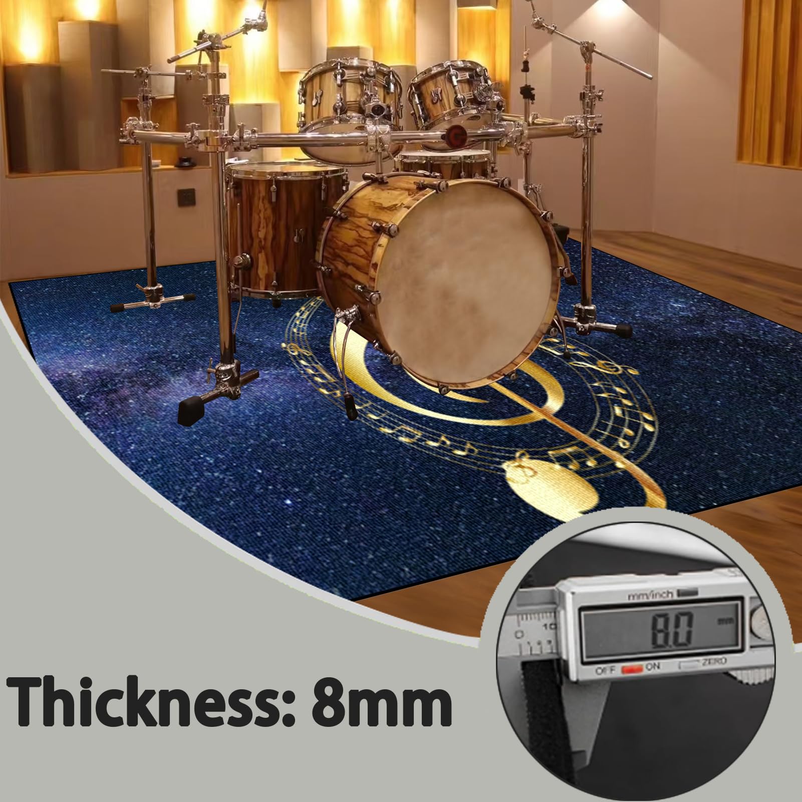 Elektroniczny dywan perkusyjny, do perkusji, jazzu, perkusji, zestaw do bębna basowego, werbla, instrumentów perkusyjnych, mata chroniąca przed hałasem, antypoślizgowy dywanik bębnowy, 150 x 120 cm