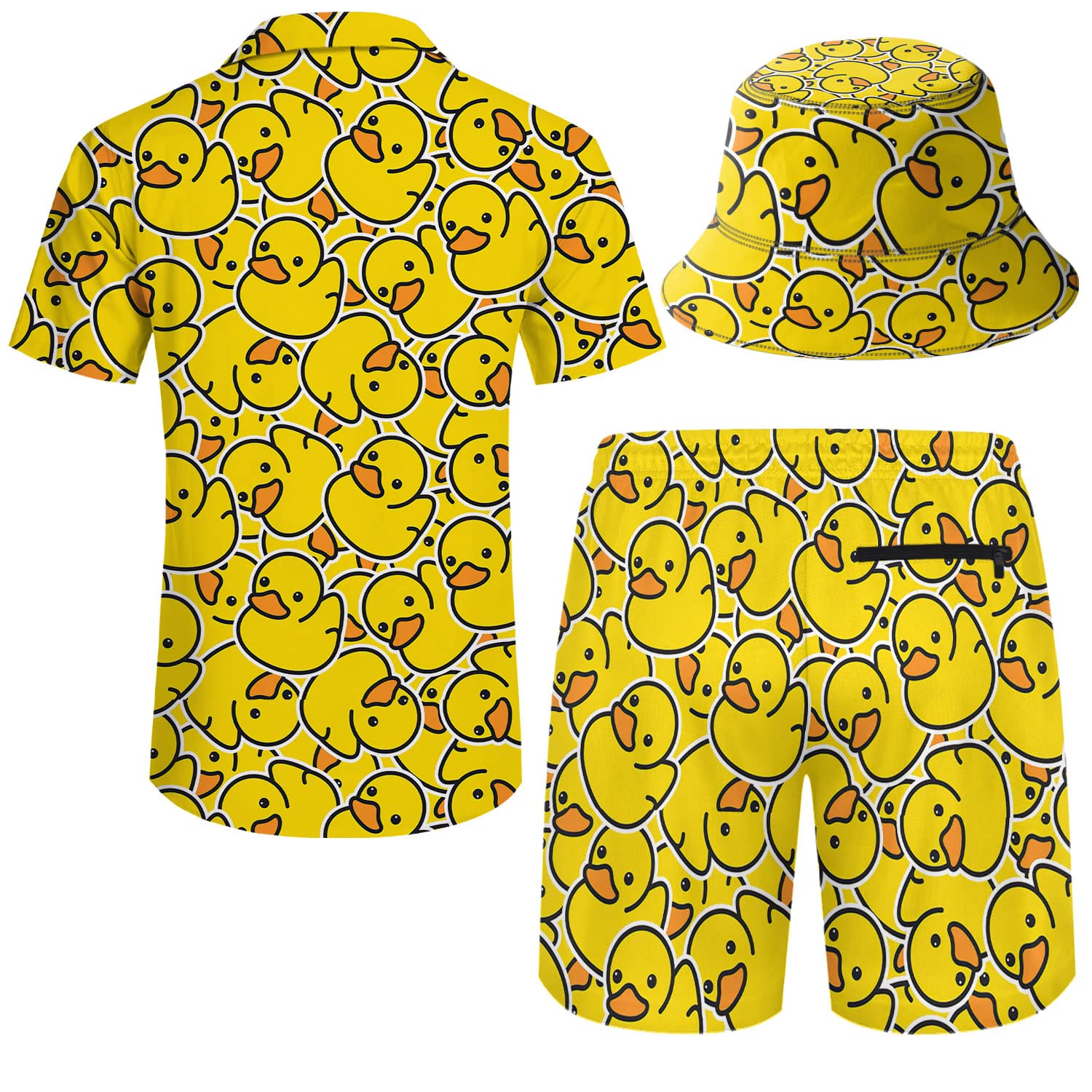 Ensemble chemise et short des années 80 et 90 pour homme avec chapeau cloche