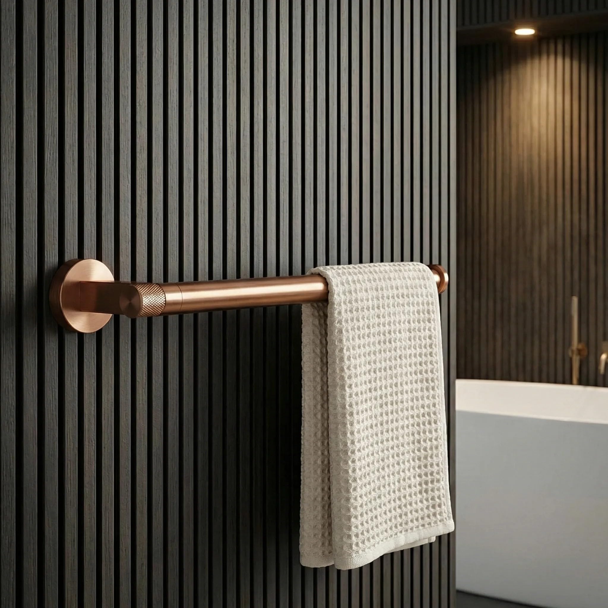 Rea - Portasciugamano da bagno 39106 ORI - Metallo - Rame Spazzolato - 8 x 28 x 3,5 cm