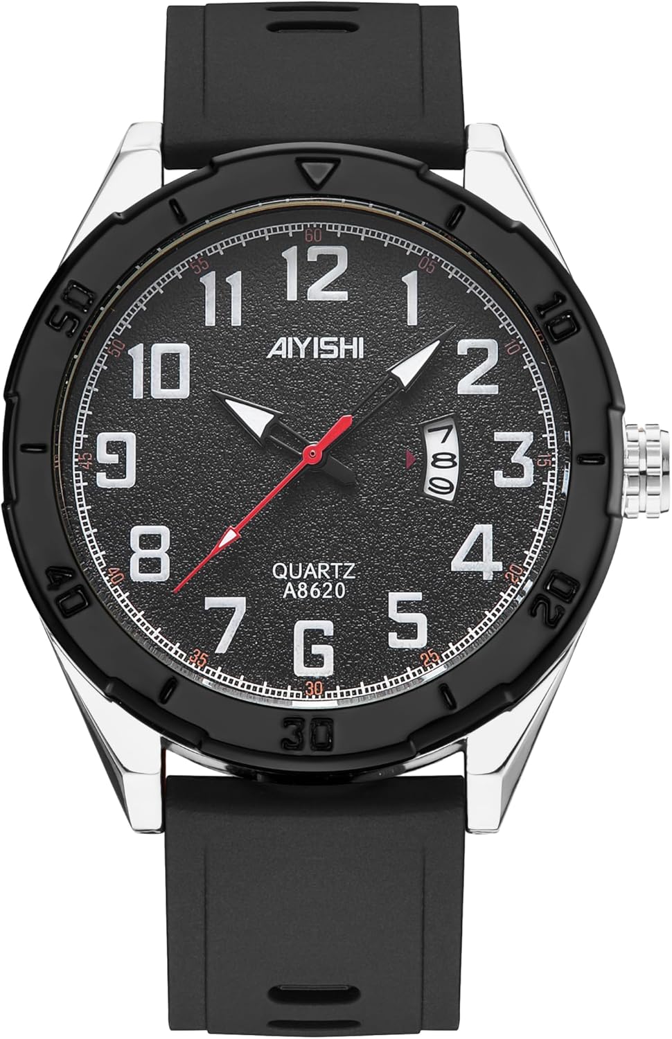 Analog Wrist Watches for Mens,Quartz Calendar Casual Stylish Business Sport Military Waterproof Rubber Silicone Band Watch