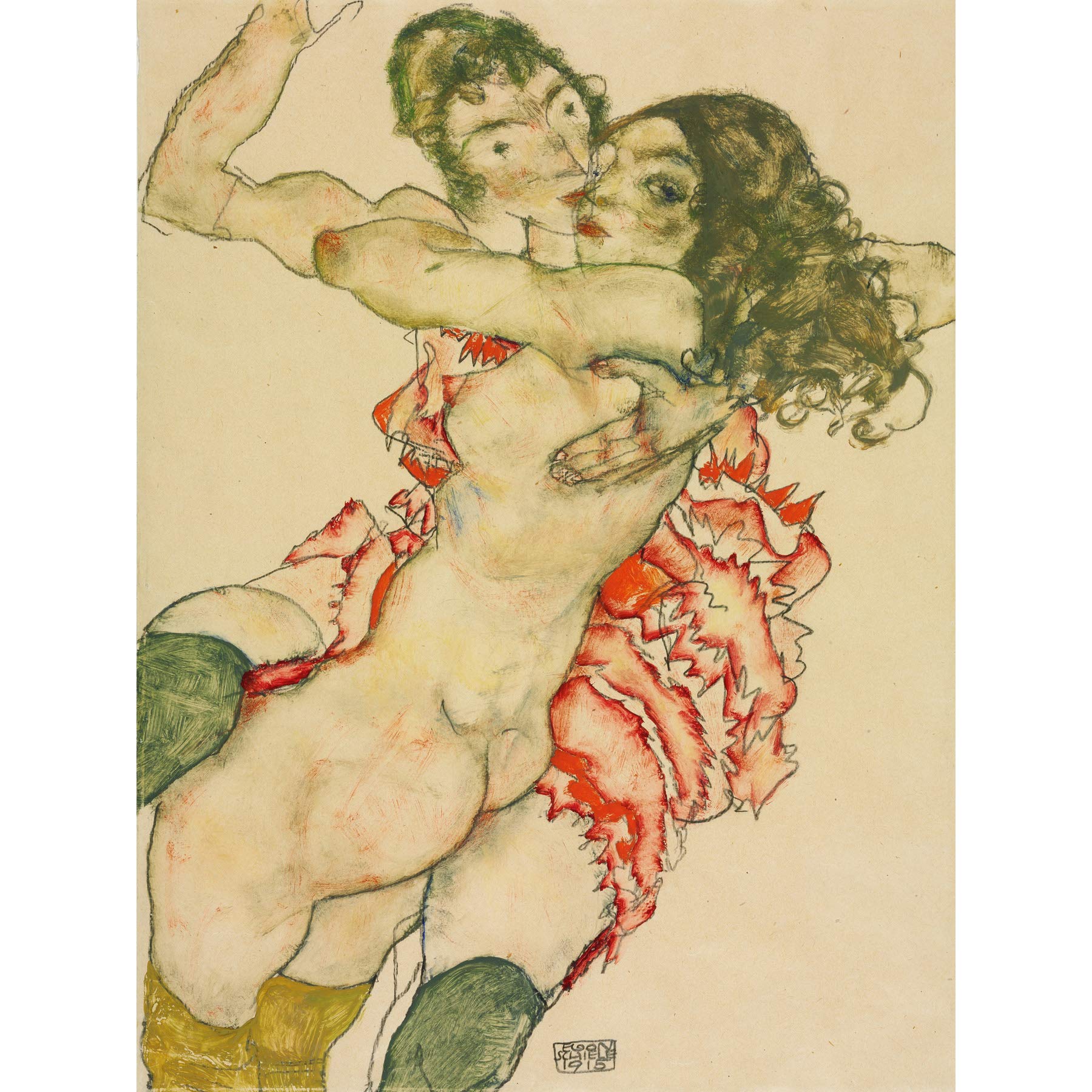 Egon Schiele Two Women Embracing Large Art Print Poster Wall Decor Premium Mural