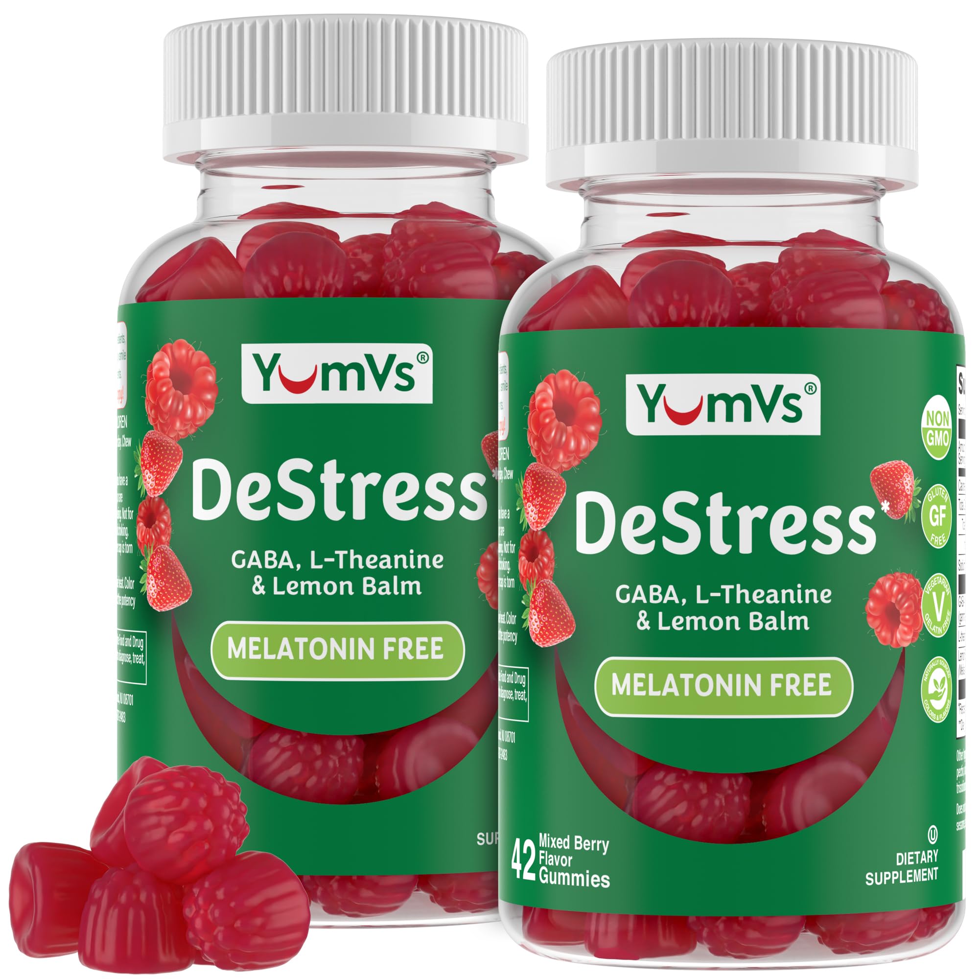 YUM-V'S Calming Gummies for Adults, GABA & L-Theanine (42 Count, 2-Pack) 42 Count (Pack of 2)