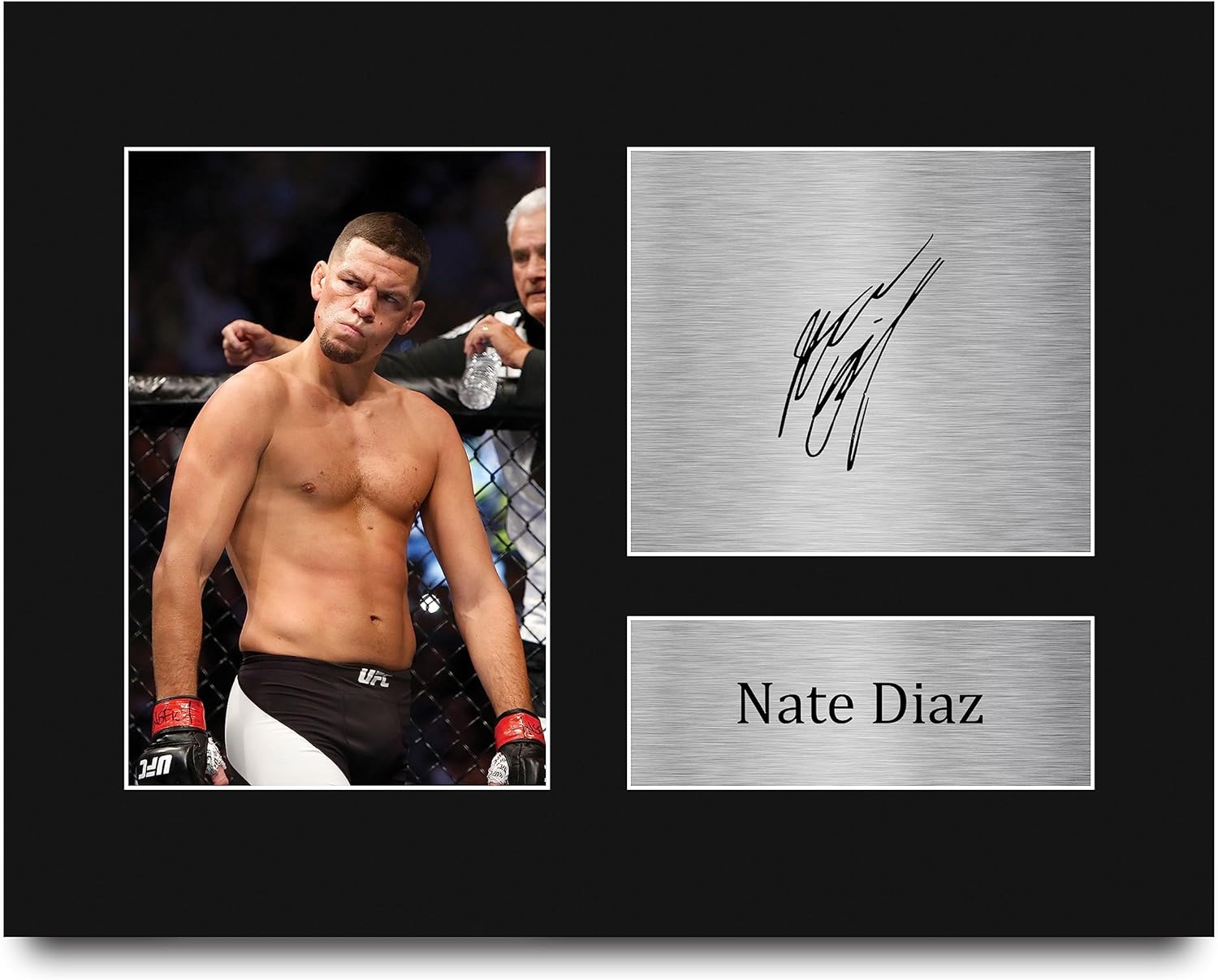 HWC Trading Nate Diaz MMA Framed Gifts Printed Signed Autograph Picture for UFC Memorabilia Fans - US Letter Size