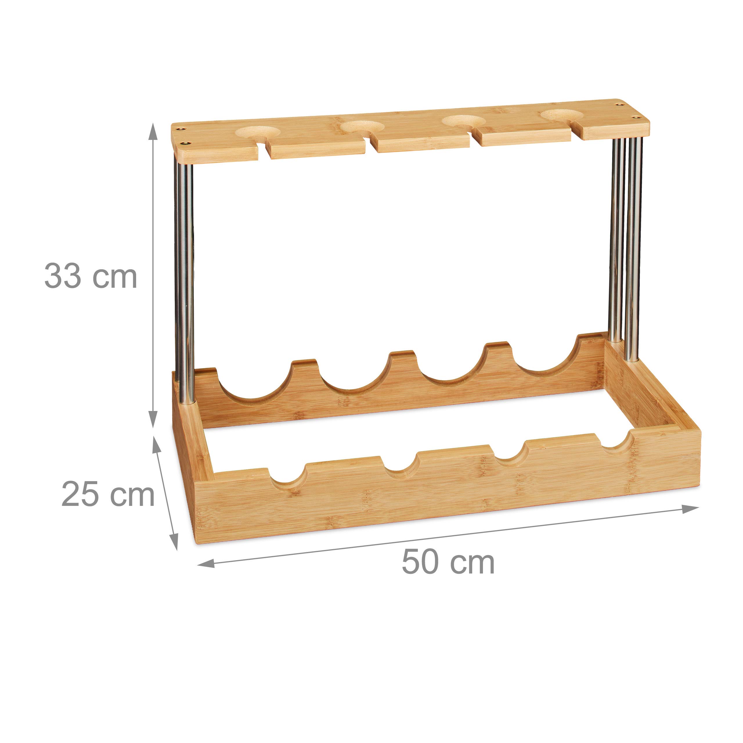 Portabottiglie In Bambù Relaxdays - Per 12 Bottiglie Orizzontale Da Terra 42,5x30x16cm - Foto 5