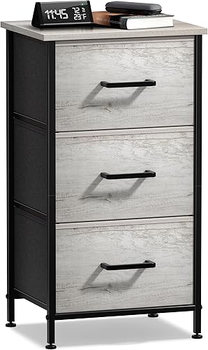 Miniatura 41 de Sorbus Cómoda de mesita de noche con 3 cajones de madera sintética, mesita de noche con almacenamiento, marco de acero, parte superior de madera,